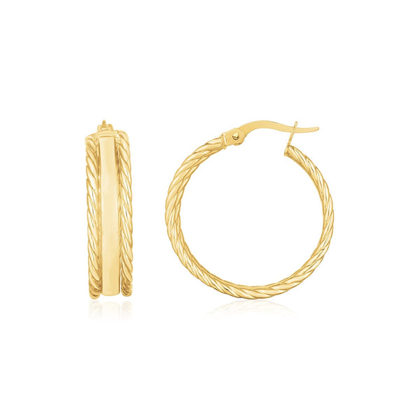 Buy LOVCIA Luxury Radiant 14K Yellow Gold Triple Row Hoop Earrings