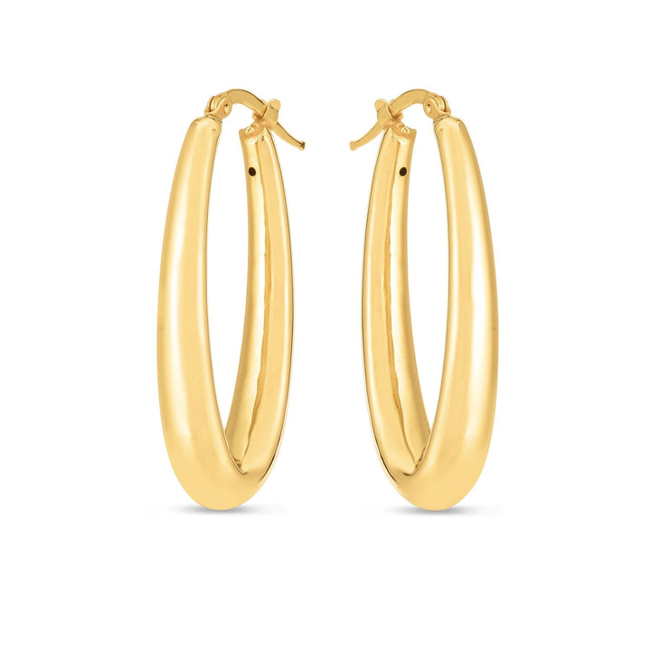 Buy LOVCIA Luxury Glamorous 14k Yellow Gold Oval Hoop Earrings