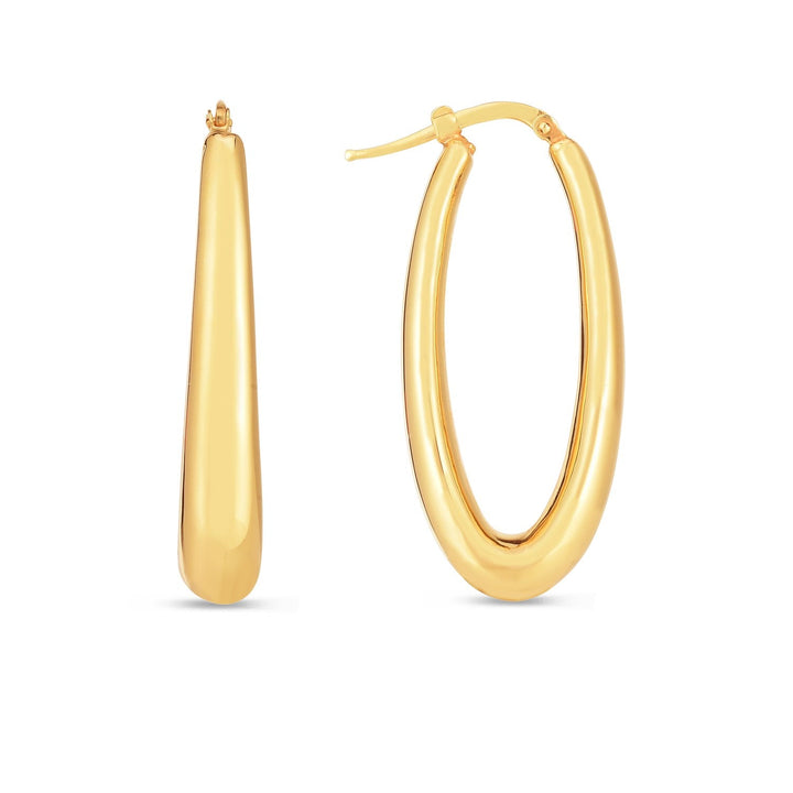 Buy LOVCIA Luxury Glamorous 14k Yellow Gold Oval Hoop Earrings