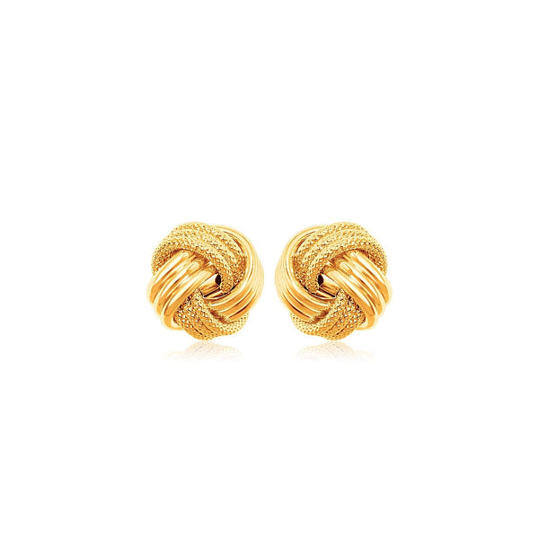 Buy LOVCIA Luxury 10k Yellow Gold Ridge Texture Love Knot Earrings