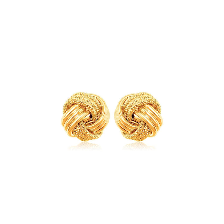 Buy LOVCIA Luxury 10k Yellow Gold Ridge Texture Love Knot Earrings