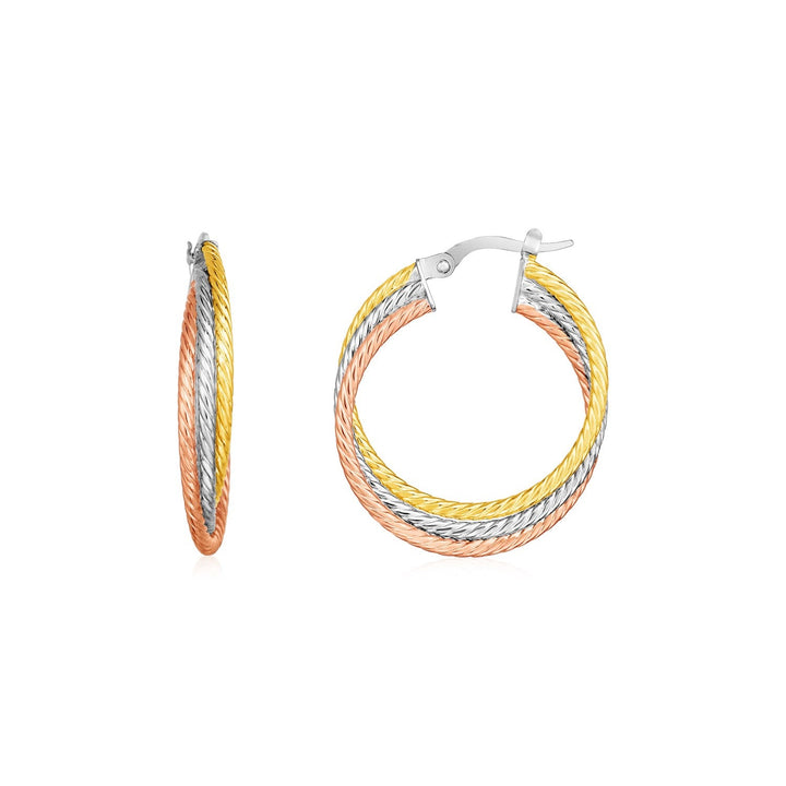 Buy LOVCIA Luxury Classic 14k Tri-Color Gold Intertwined Hoop Earrings (26mm)