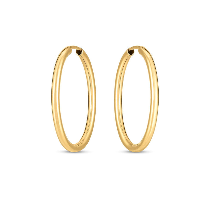 Buy LOVCIA Luxury Glamorous 14k Yellow Gold Oval Hoop Earrings (2x25mm)