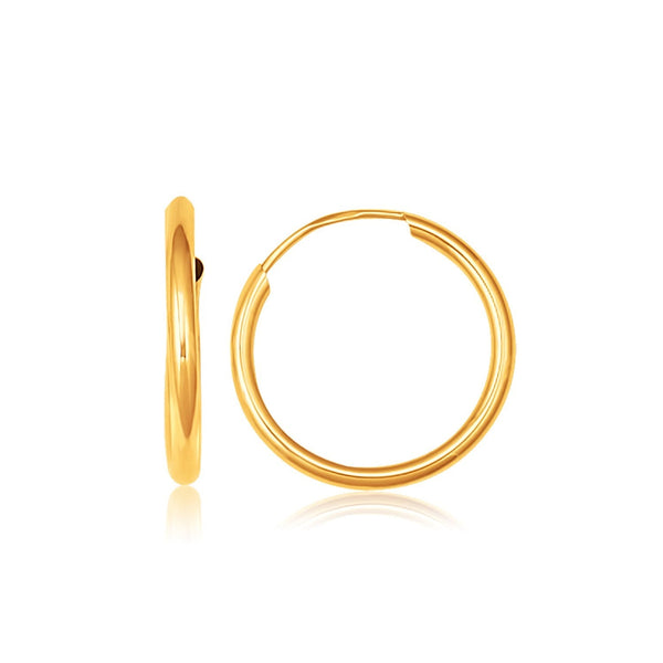 Buy LOVCIA Luxury 10K Yellow Gold Sleek Endless Hoop Earrings (14mm Diameter)