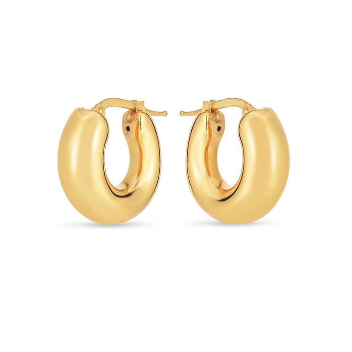 Buy LOVCIA Luxury 14k Yellow Gold Petite Puffy Hoop Earrings