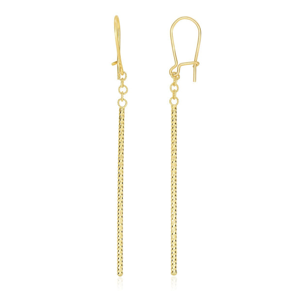 Buy LOVCIA Luxury Radiant 14K Yellow Gold Diamond-Cut Long Drop Earrings