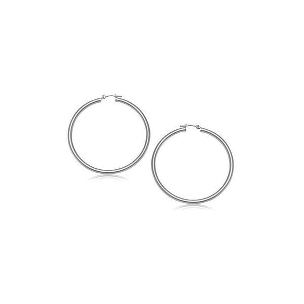 Buy LOVCIA Luxury Dazzling 10k White Gold Hoop Earrings with Snap Lock (15mm)