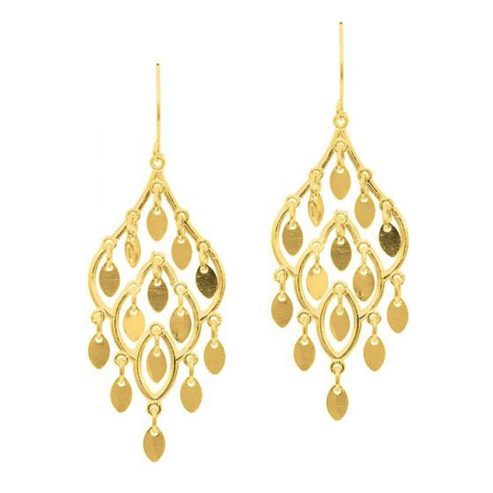 Buy LOVCIA Luxury Glamorous 14K Yellow Gold Oval Chandelier Earrings