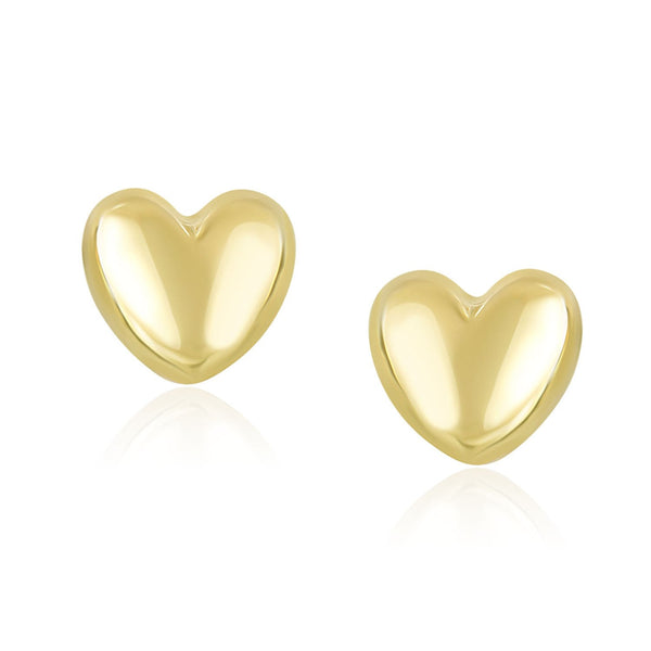 Buy LOVCIA Luxury Elegant 14K Yellow Gold Shiny Puffed Heart Earrings