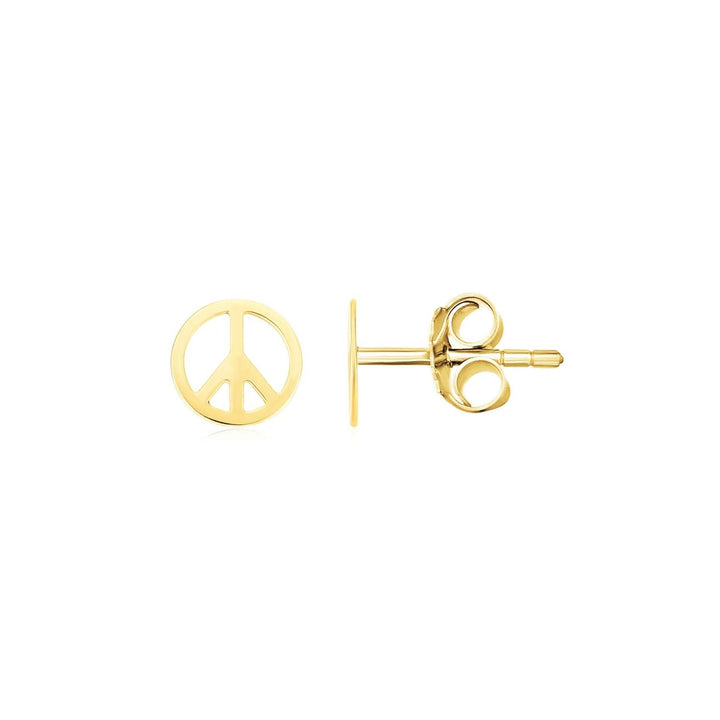 Buy LOVCIA Luxury Classic 14k Yellow Gold Peace Symbol Post Earrings