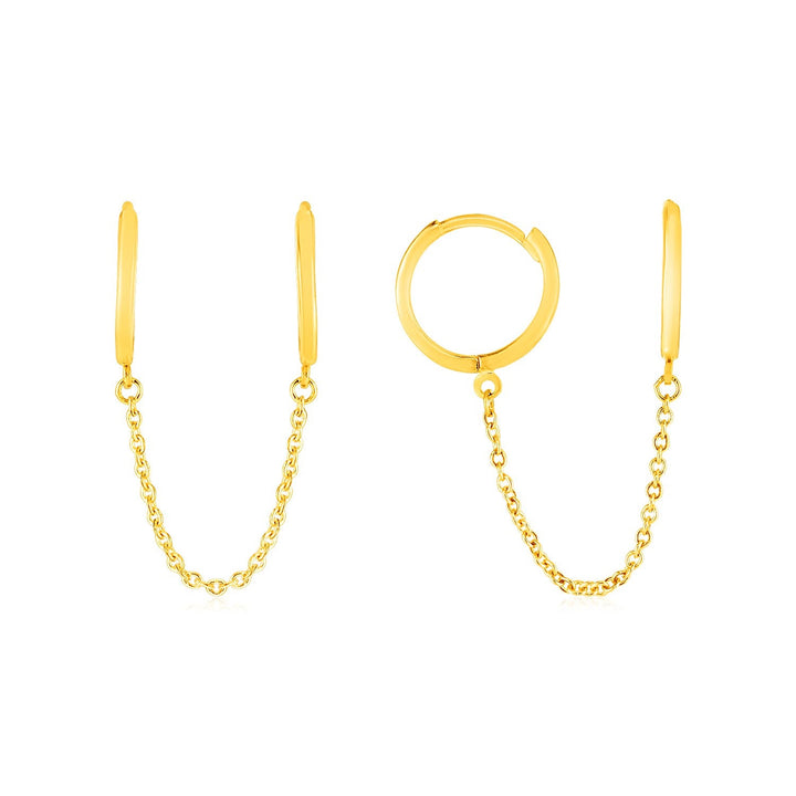 Buy LOVCIA Luxury Dramatic 14K Yellow Gold Double Hoop Chain Earrings