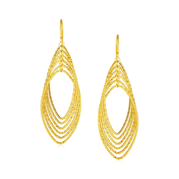 Buy LOVCIA Luxury Elegant 14k Yellow Gold Textured Marquise Wire Earrings