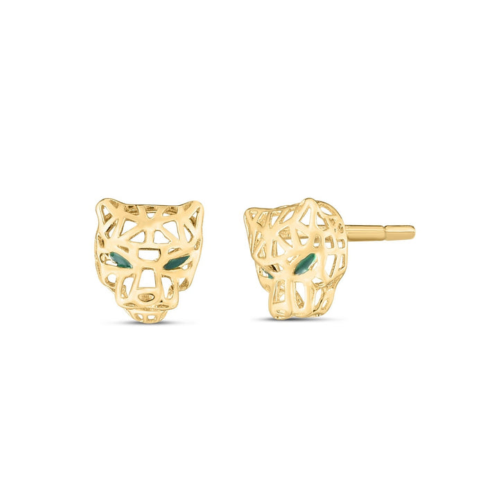 Buy LOVCIA Luxury 14k Yellow Gold High Polish Panther Head Earrings