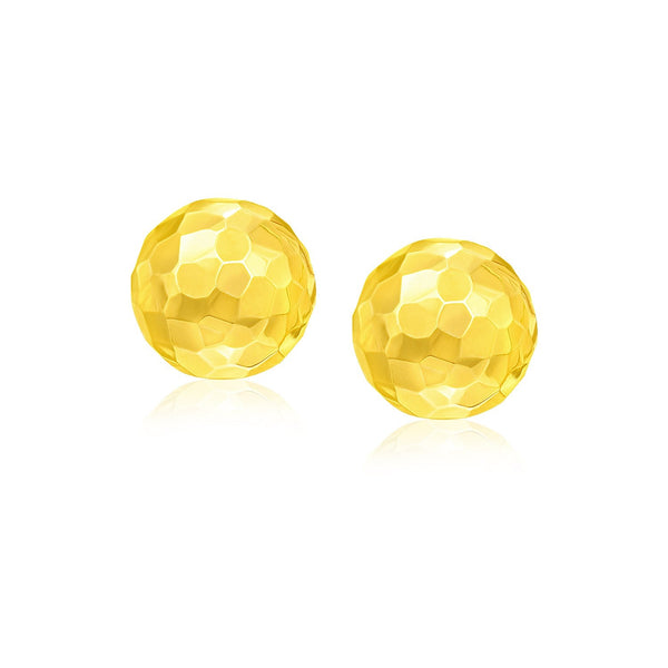 Buy LOVCIA Luxury Glamorous 14K Yellow Gold Faceted Round Stud Earrings (7mm)