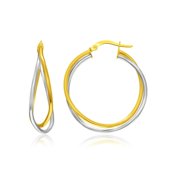 Buy LOVCIA Luxury Classic 14k Two-Tone Gold Interlaced Hoop Earrings