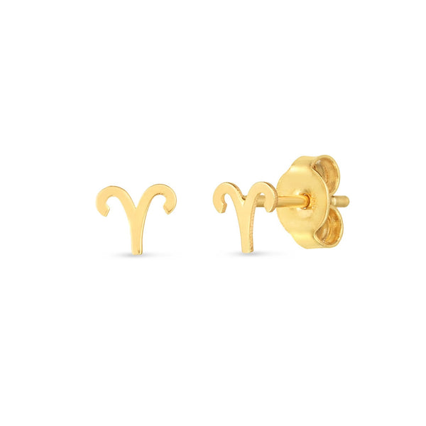 Buy LOVCIA Luxury 14K Gold Aries Zodiac Stud Earrings