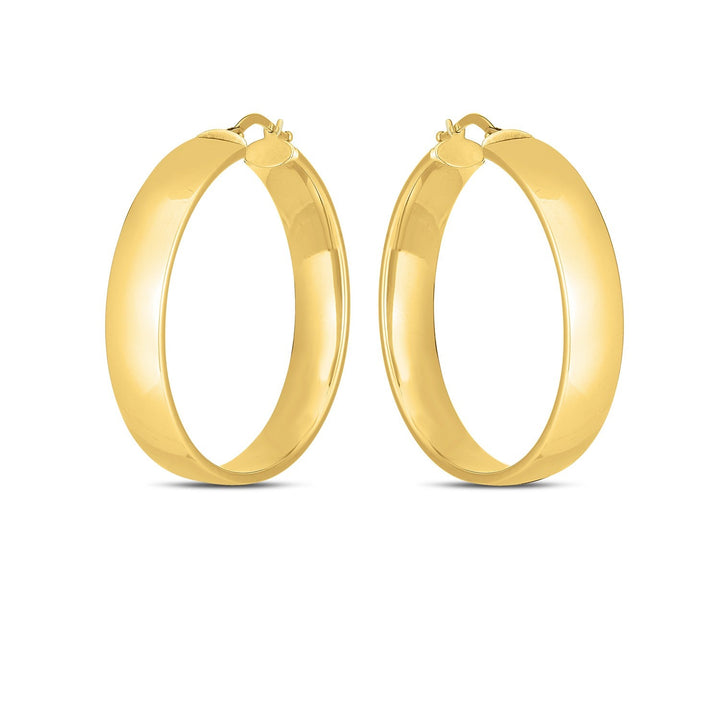 Buy LOVCIA Luxury 14k Yellow Gold 35mm Hoop Earrings with Snap Closure