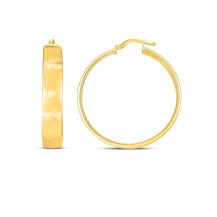 Buy LOVCIA Luxury 14k Yellow Gold 35mm Hoop Earrings with Snap Closure