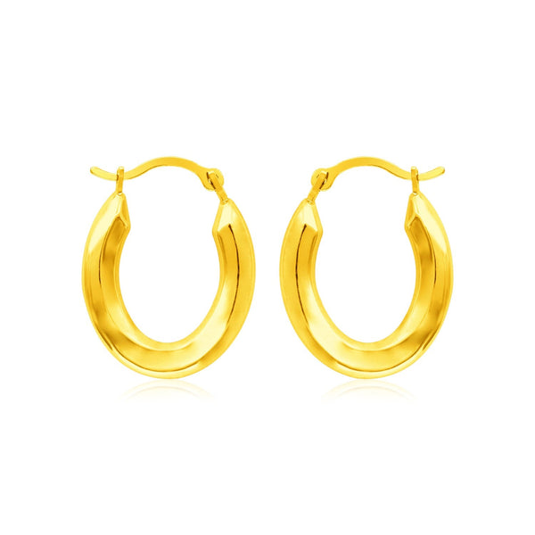 Buy LOVCIA Luxury Glamorous 14K Yellow Gold Polished Oval Hoop Earrings with Hinged Clasps