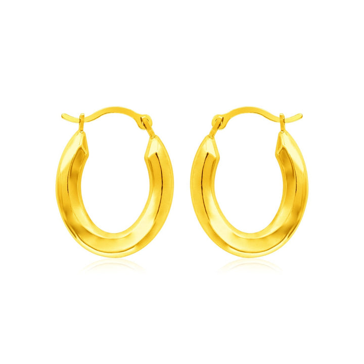 Buy LOVCIA Luxury Glamorous 14K Yellow Gold Polished Oval Hoop Earrings with Hinged Clasps