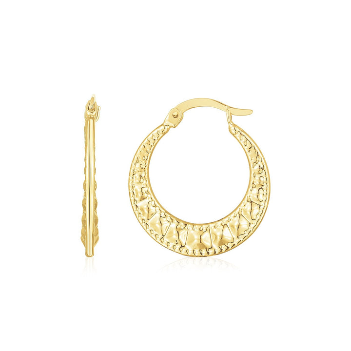 Buy LOVCIA Luxury 14K Gold Textured Wavy Hoop Earrings