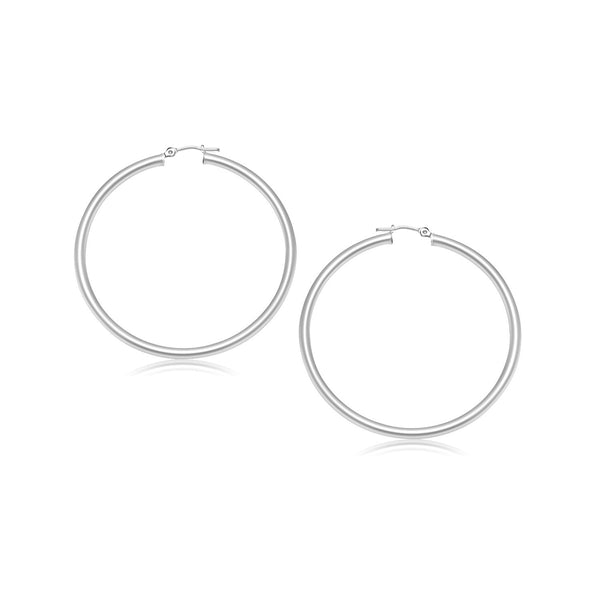 Lovcia Luxury Elegant 14K White Gold Classic Hoop Earrings (25mm)-Earrings-White Gold-White Gold