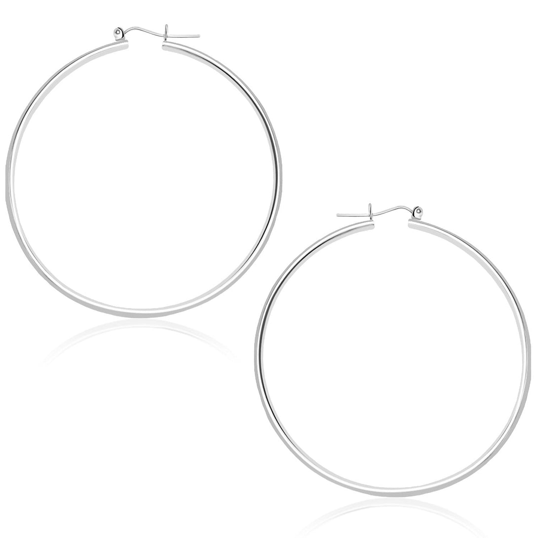 Buy LOVCIA Luxury Elegant 14k White Gold Hoop Earrings with Snap Lock (45mm)