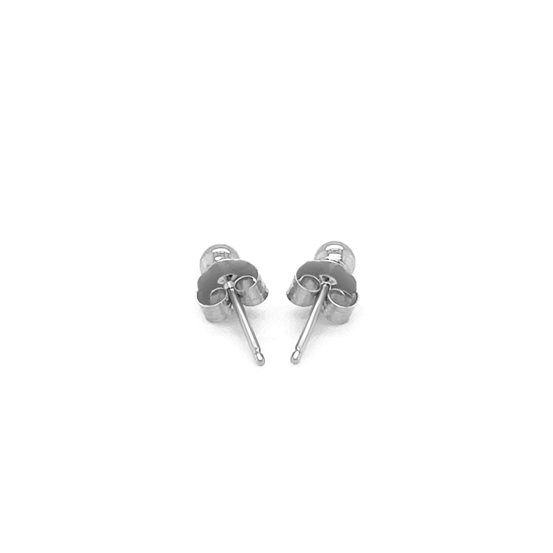 Lovcia Luxury Elegant 14K White Gold Round Stud Earrings - 3mm-Earrings-White Gold-White Gold