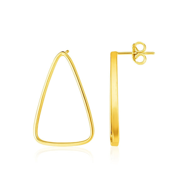 Lovcia Luxury Elegant 14k Yellow Gold Elongated Triangle Earrings with Pushback Clasps-Earrings-Yellow Gold-Yellow Gold