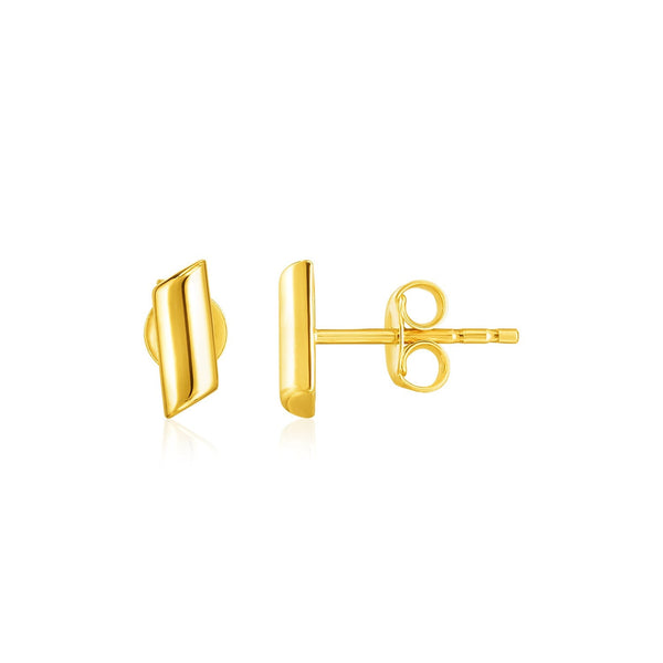 Lovcia Luxury Elegant 14K Yellow Gold Geometric Post Earrings-Earrings-Yellow Gold-Yellow Gold