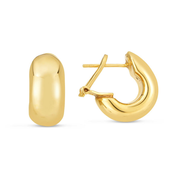 Lovcia Luxury Elegant 14k Yellow Gold Omega C-Hoop Earrings-Earrings-Yellow Gold-Yellow Gold