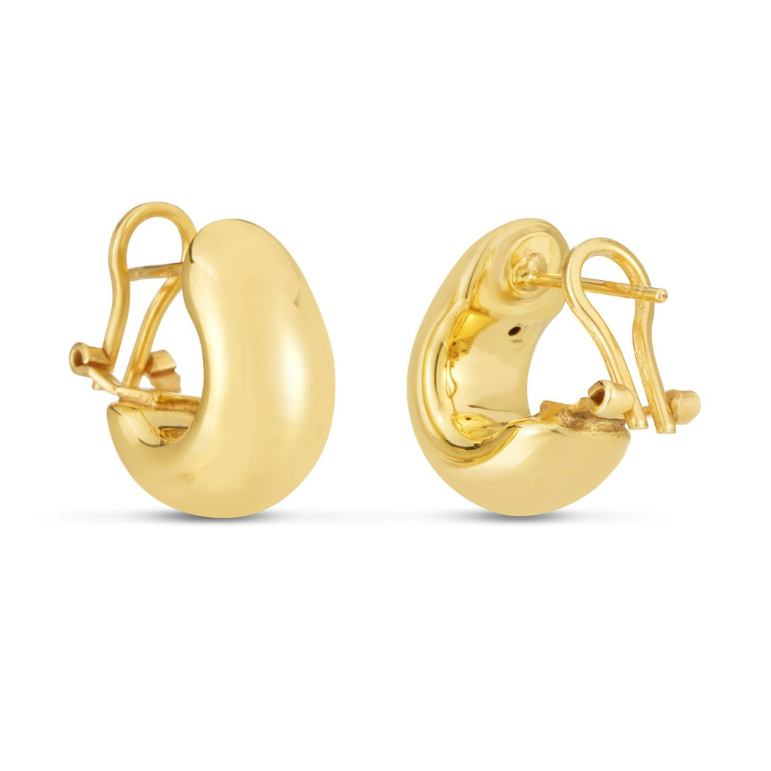 Lovcia Luxury Elegant 14k Yellow Gold Omega C-Hoop Earrings-Earrings-Yellow Gold-Yellow Gold