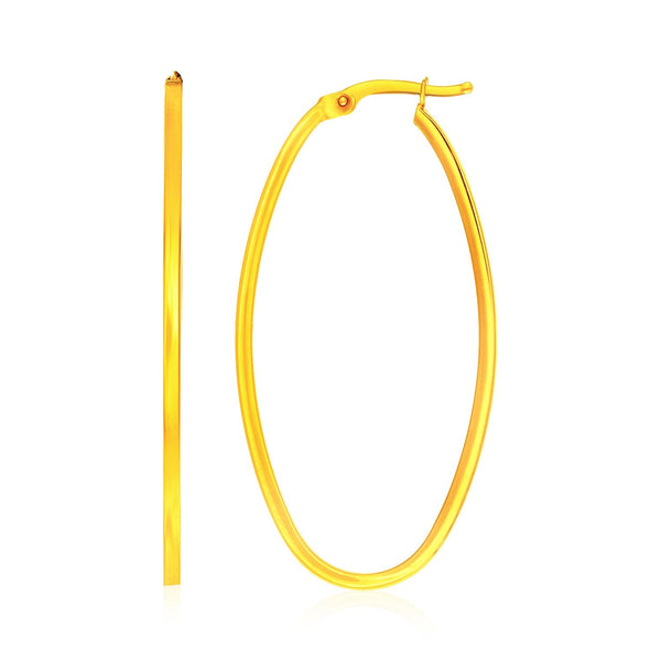 Lovcia Luxury Elegant 14k Yellow Gold Oval Hoop Earrings-Earrings-Yellow Gold-Yellow Gold