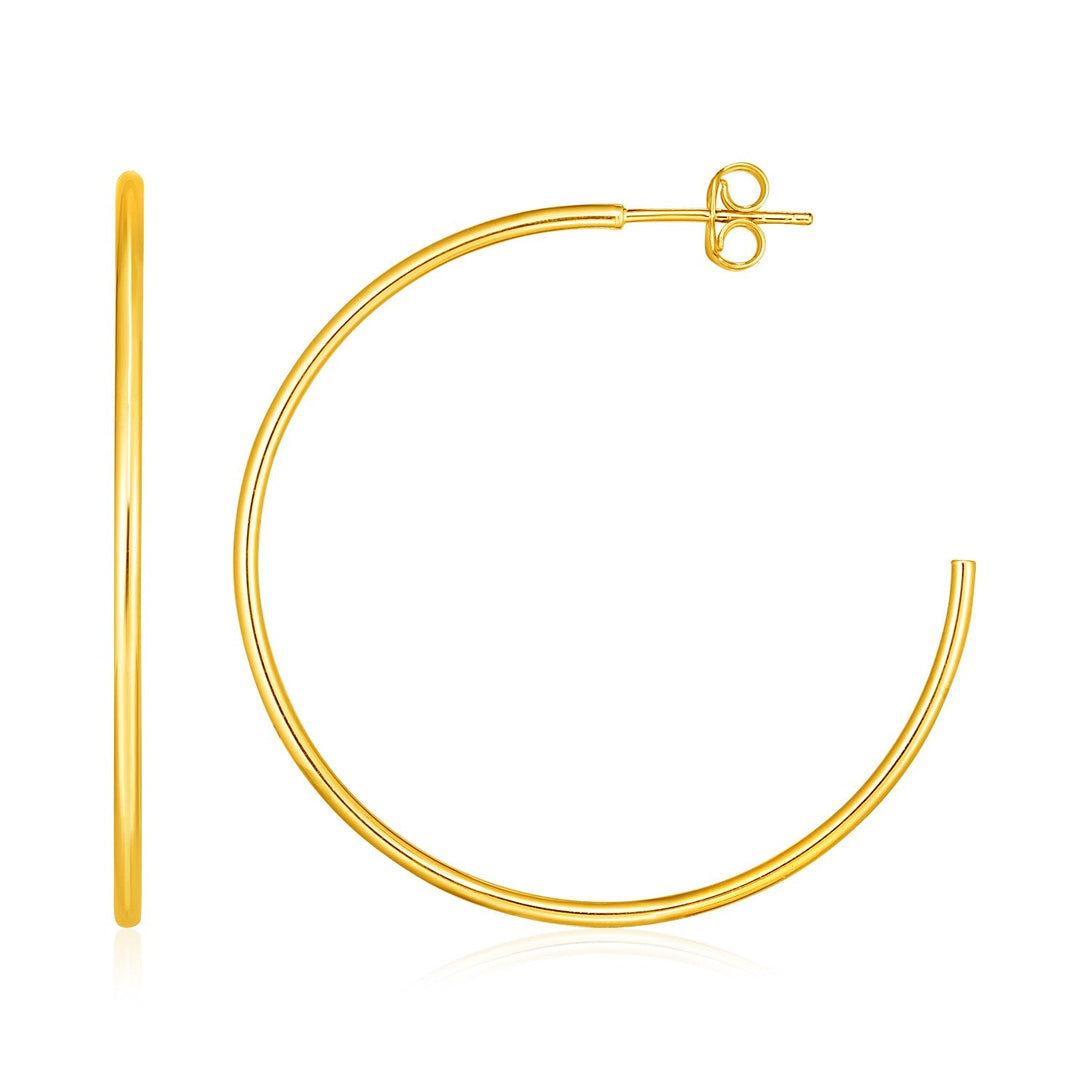 Lovcia Luxury Elegant 14K Yellow Gold Polished Hoop Earrings (40mm)-Earrings-Yellow Gold-Yellow Gold