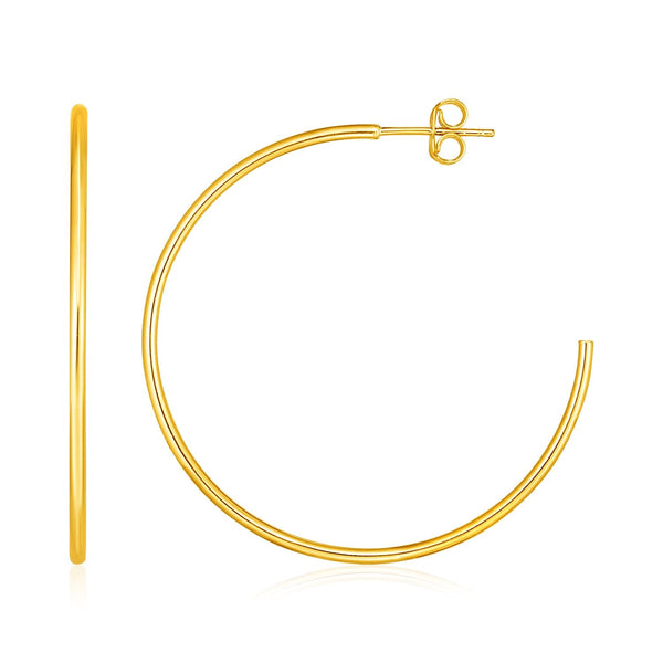 Lovcia Luxury Elegant 14K Yellow Gold Polished Hoop Earrings (40mm)-Earrings-Yellow Gold-Yellow Gold