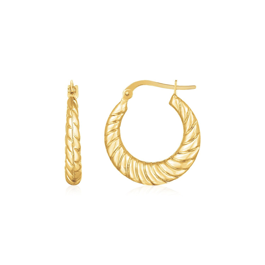 Lovcia Luxury Elegant 14K Yellow Gold Twisted Cable Hoops with Hinged Clasp-Earrings-Yellow Gold-Yellow Gold