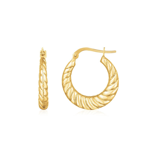 Lovcia Luxury Elegant 14K Yellow Gold Twisted Cable Hoops with Hinged Clasp-Earrings-Yellow Gold-Yellow Gold