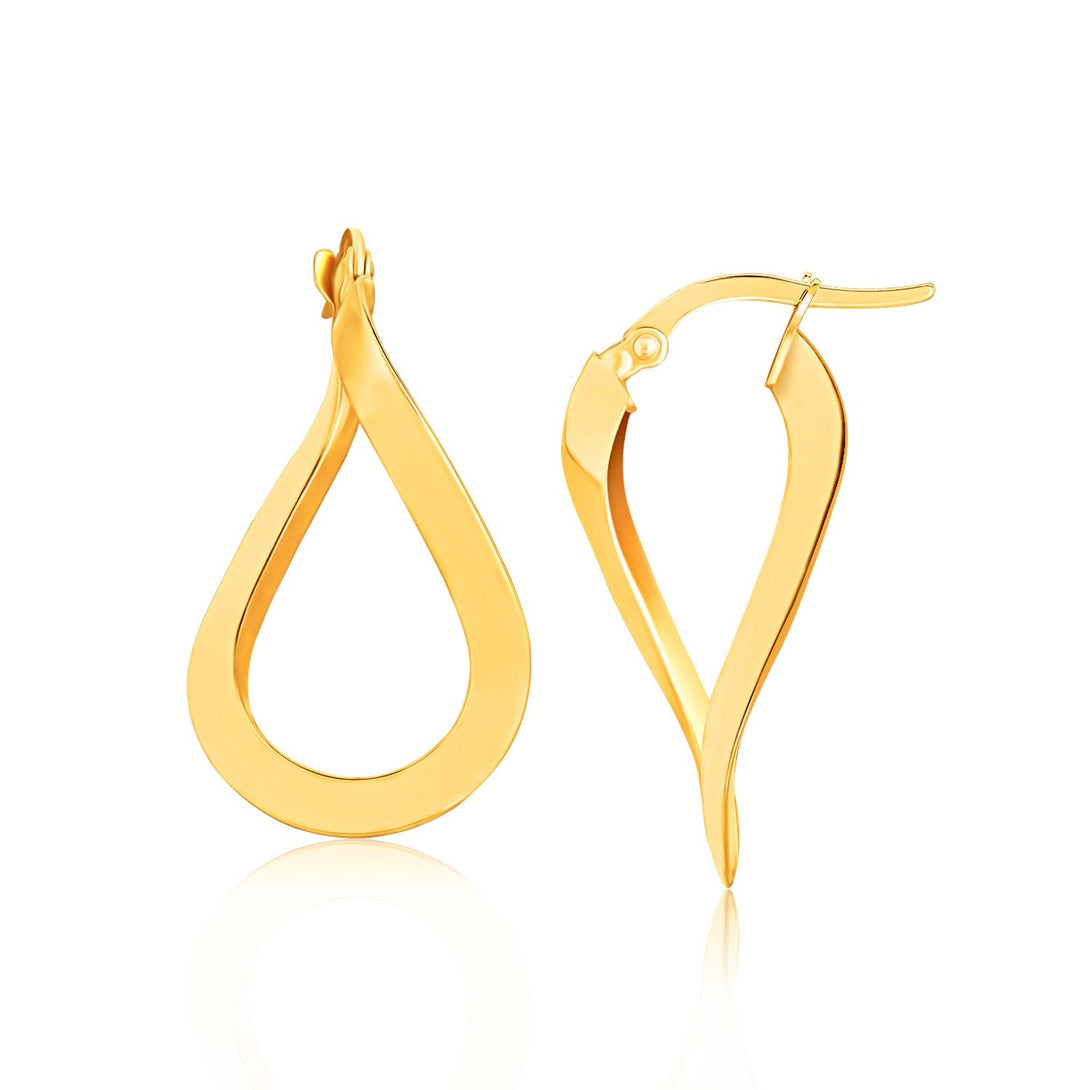 Lovcia Luxury Elegant 14k Yellow Gold Twisted Flat Hoop Earrings-Earrings-Yellow Gold-Yellow Gold