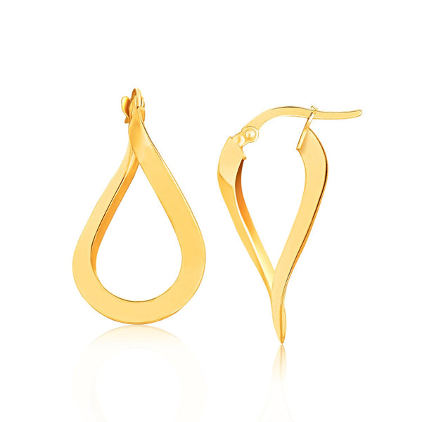 Lovcia Luxury Elegant 14k Yellow Gold Twisted Flat Hoop Earrings-Earrings-Yellow Gold-Yellow Gold