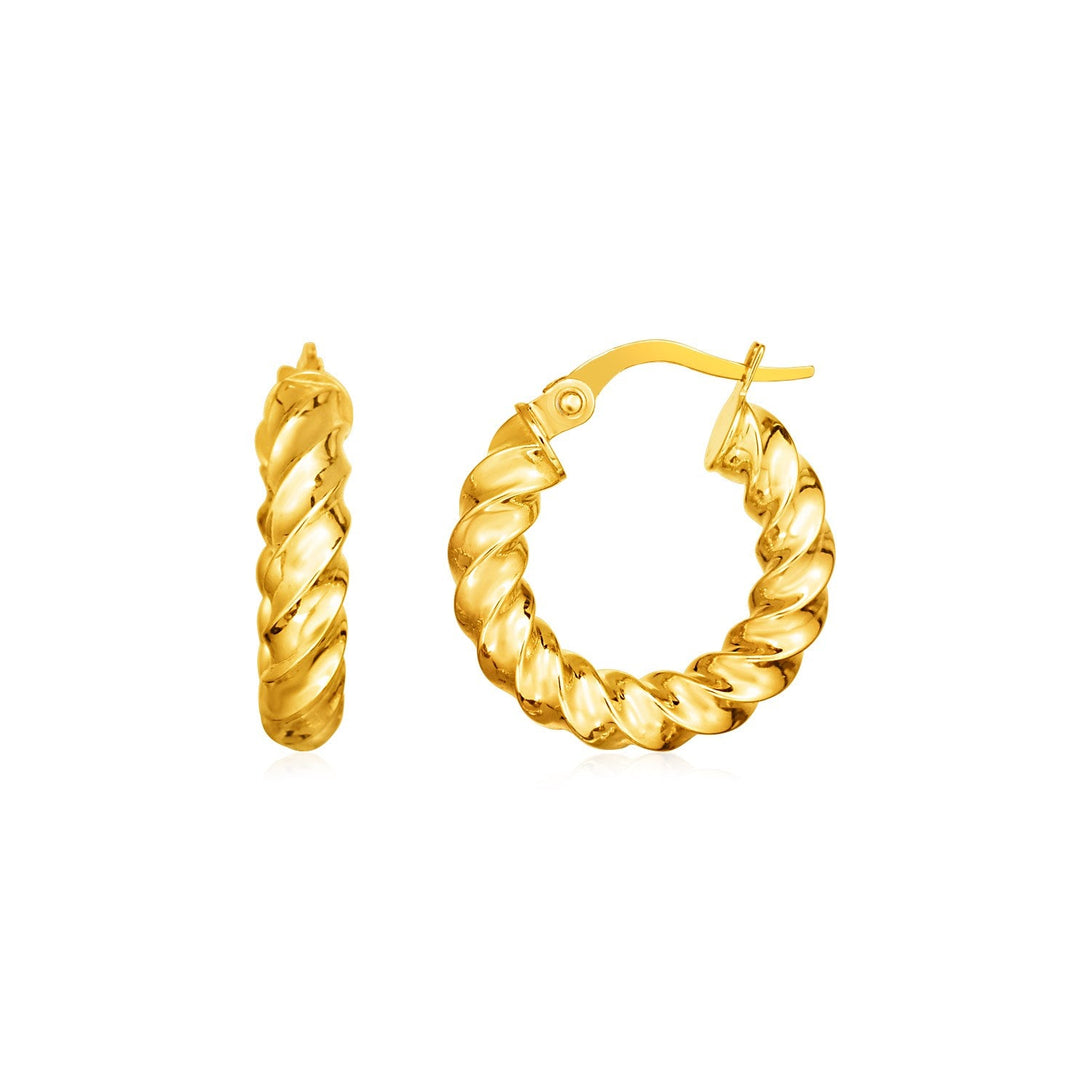 Lovcia Luxury Elegant 14k Yellow Gold Twisted Hoops with Hinged Clasps (11mm)-Earrings-Yellow Gold-Yellow Gold