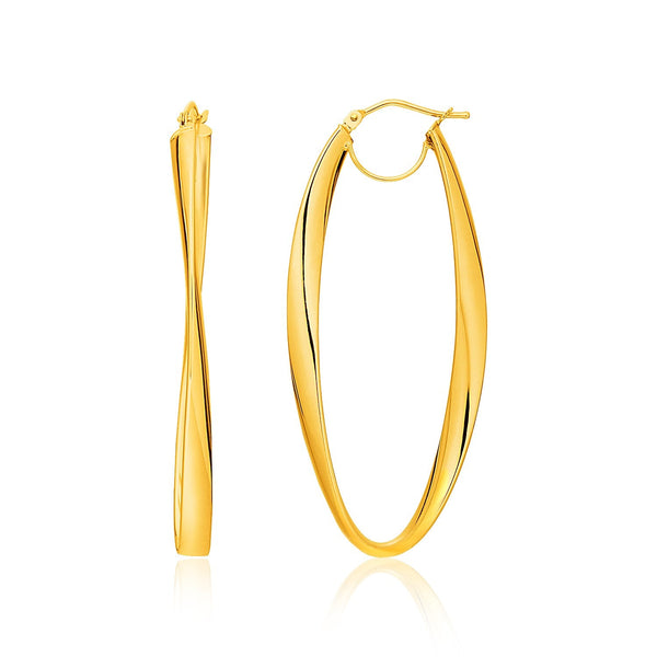 Lovcia Luxury Elegant 14k Yellow Gold Twisted Oval Hoop Earrings-Earrings-Yellow Gold-Yellow Gold