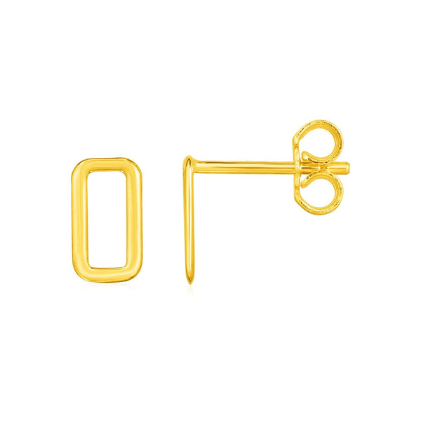 Lovcia Luxury Elegant Geometric 14K Gold Rectangle Earrings with Push Back Clasps-Earrings-Yellow Gold-Yellow Gold