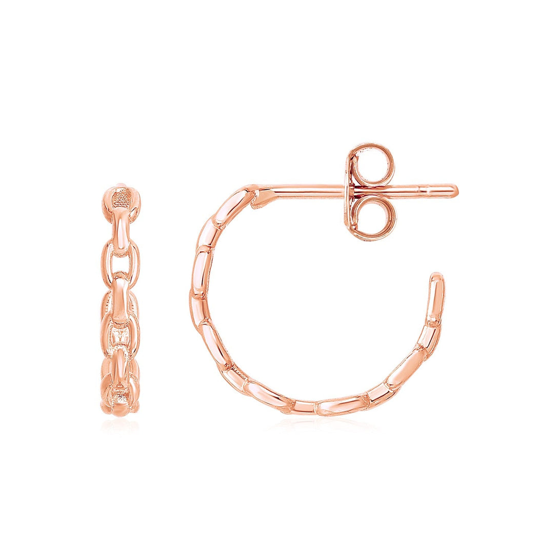 Lovcia Luxury Exquisite 14k Rose Gold Chain-Link Hoop Earrings-Earrings-Rose Gold-Rose Gold