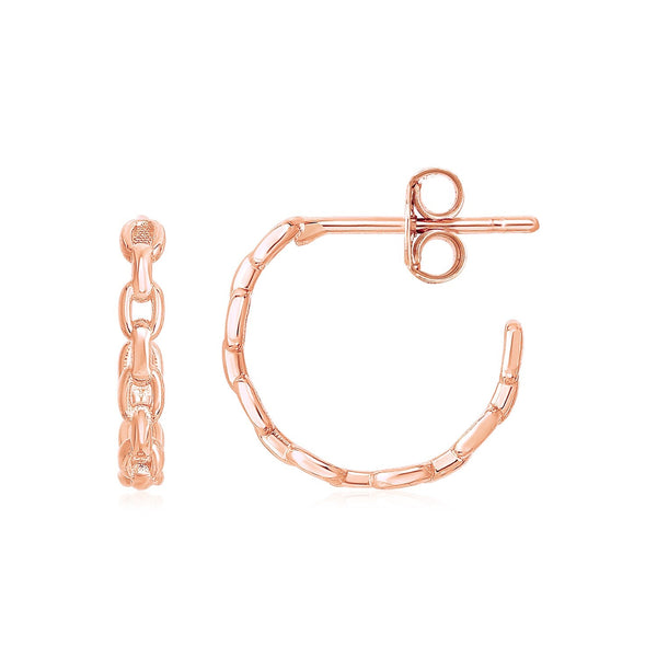 Lovcia Luxury Exquisite 14k Rose Gold Chain-Link Hoop Earrings-Earrings-Rose Gold-Rose Gold