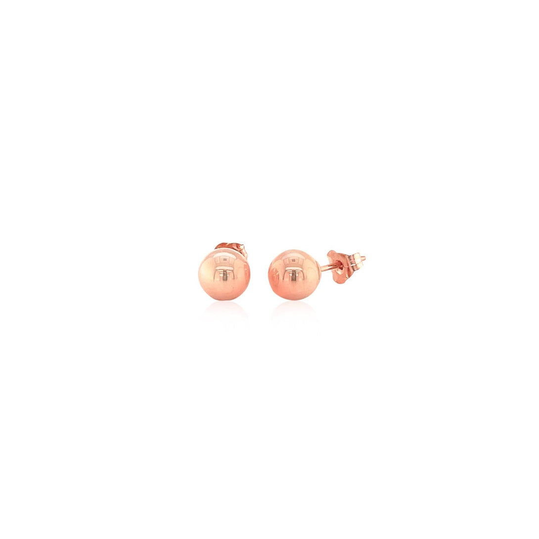 Lovcia Luxury Exquisite 14k Rose Gold Round Stud Earrings - 6mm-Earrings-Rose Gold-Rose Gold