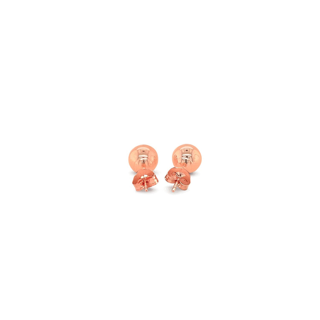 Lovcia Luxury Exquisite 14k Rose Gold Round Stud Earrings - 6mm-Earrings-Rose Gold-Rose Gold