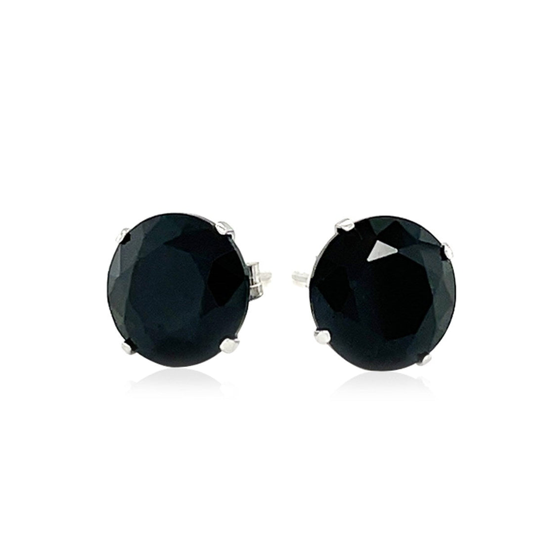 Lovcia Luxury Exquisite 14k White Gold Black CZ Round Stud Earrings-Earrings-White Gold-White Gold