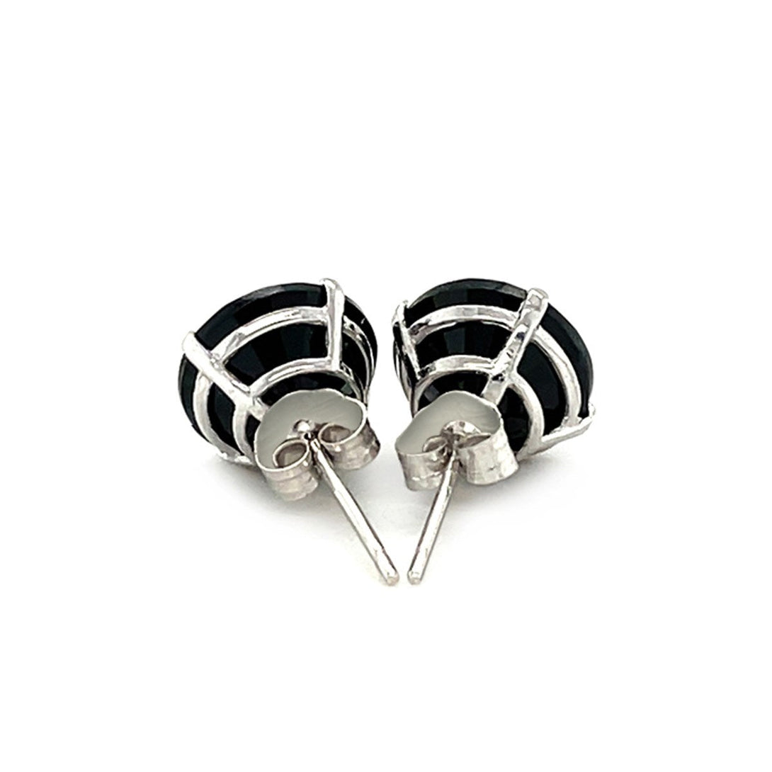 Lovcia Luxury Exquisite 14k White Gold Black CZ Round Stud Earrings-Earrings-White Gold-White Gold