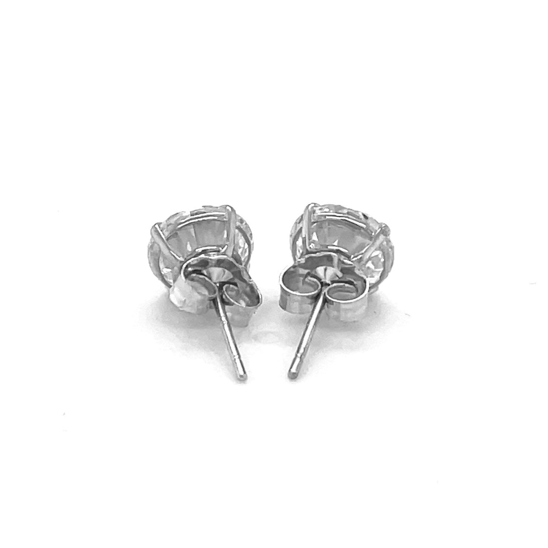 Lovcia Luxury Exquisite 14k White Gold Stud Earrings with 7mm Round Cubic Zirconia-Earrings-White Gold-White Gold