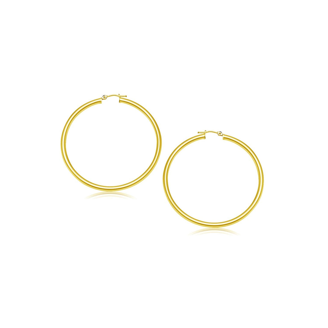 Lovcia Luxury Exquisite 14k Yellow Gold 20mm Hoop Earrings with Snap Lock Closure-Earrings-Yellow Gold-Yellow Gold